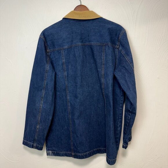 Vintage 90s Bill Blass Blue Jean Denim Chore Jacket Corduroy Collar Women Size S - Picture 5 of 5